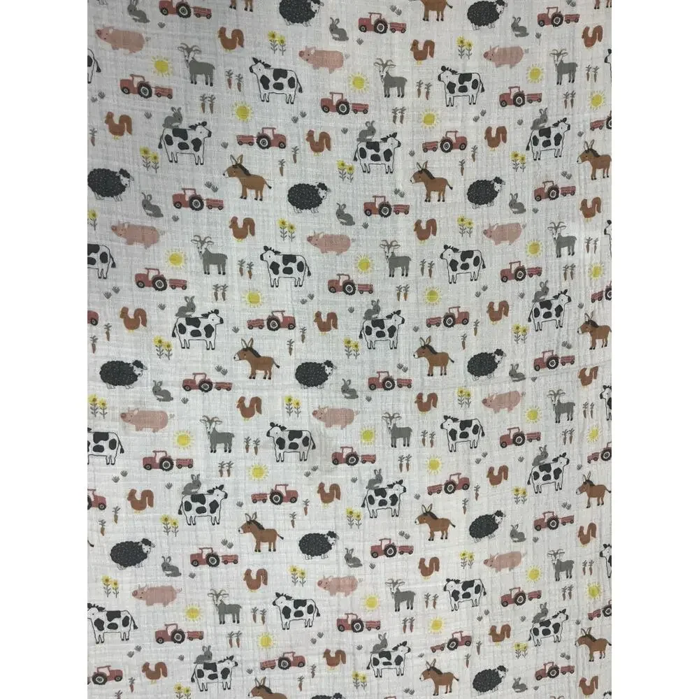 Parent’s Choice Animal Farm Muslin Baby Blanket Tractor Cow Horse Pig Sheep Goat - Picture 5 of 5